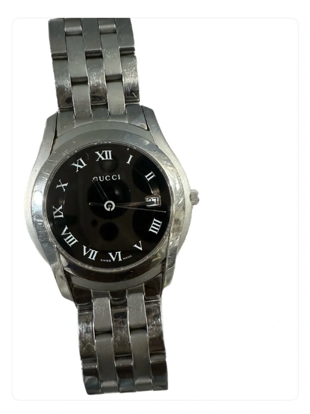 Gucci G-Timeless Black Dial Roman Numeral Swiss Made Stainless Steel Women Watch